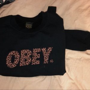 Vintage OBEY Animal Print Crewneck Sweatshirt